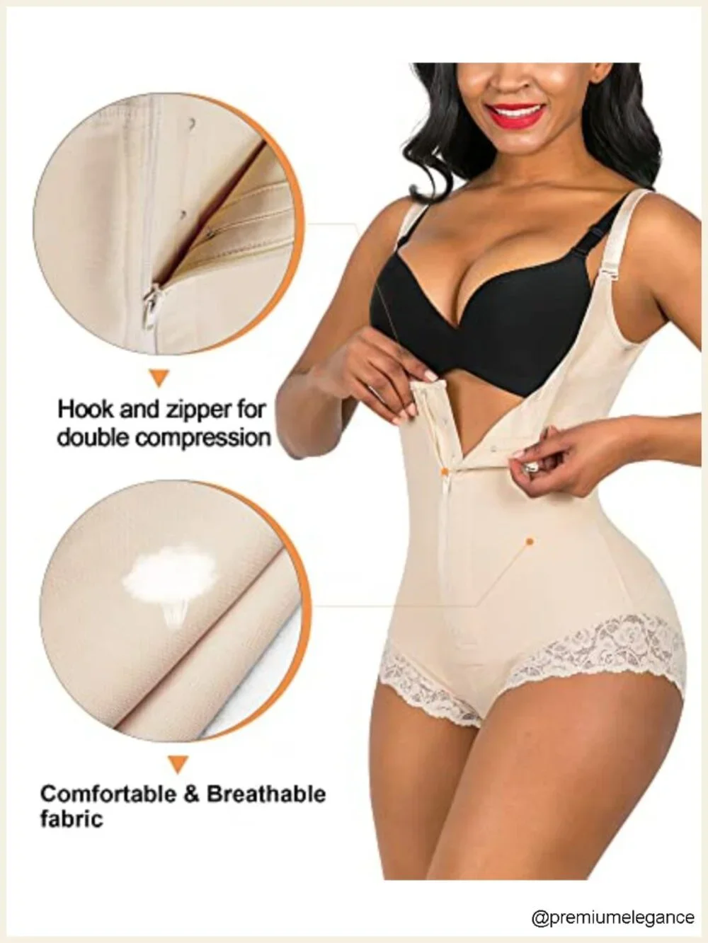 Fajas Colombianas Shapewear Bodysuit Tummy Control Firm Compression Zipper